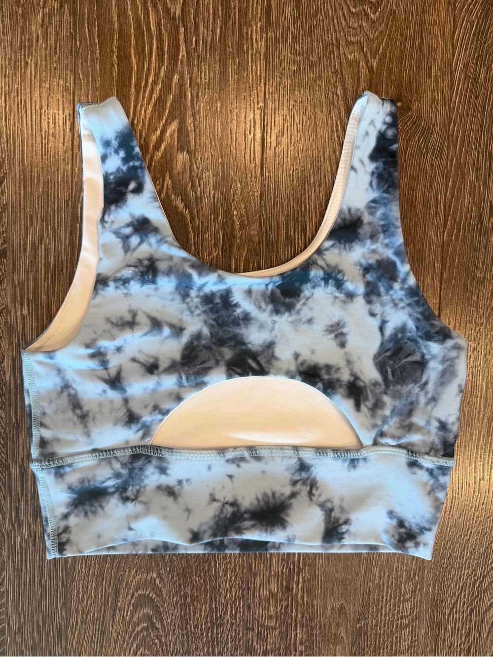 DYI Blue & White Tie-Dye Longline Scoop Sports Bra SZ S Like New